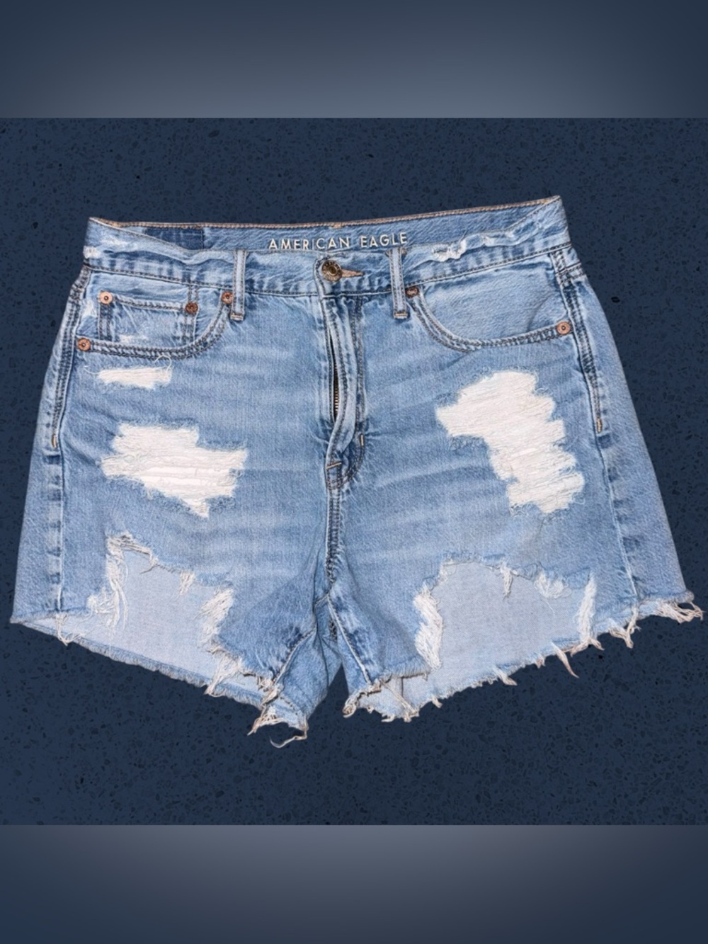American Eagle Light Wash Distressed 90s Boyfriend Denim Jean Shorts Women’s 4